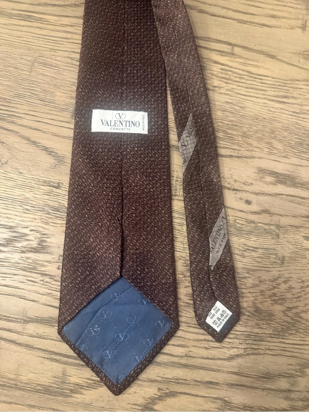 Valentino Brown Textured Silk Tie
